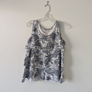 Dressbarn Elegant Petite Paisley Print Sleeveless Layered Tank Top Women's PL